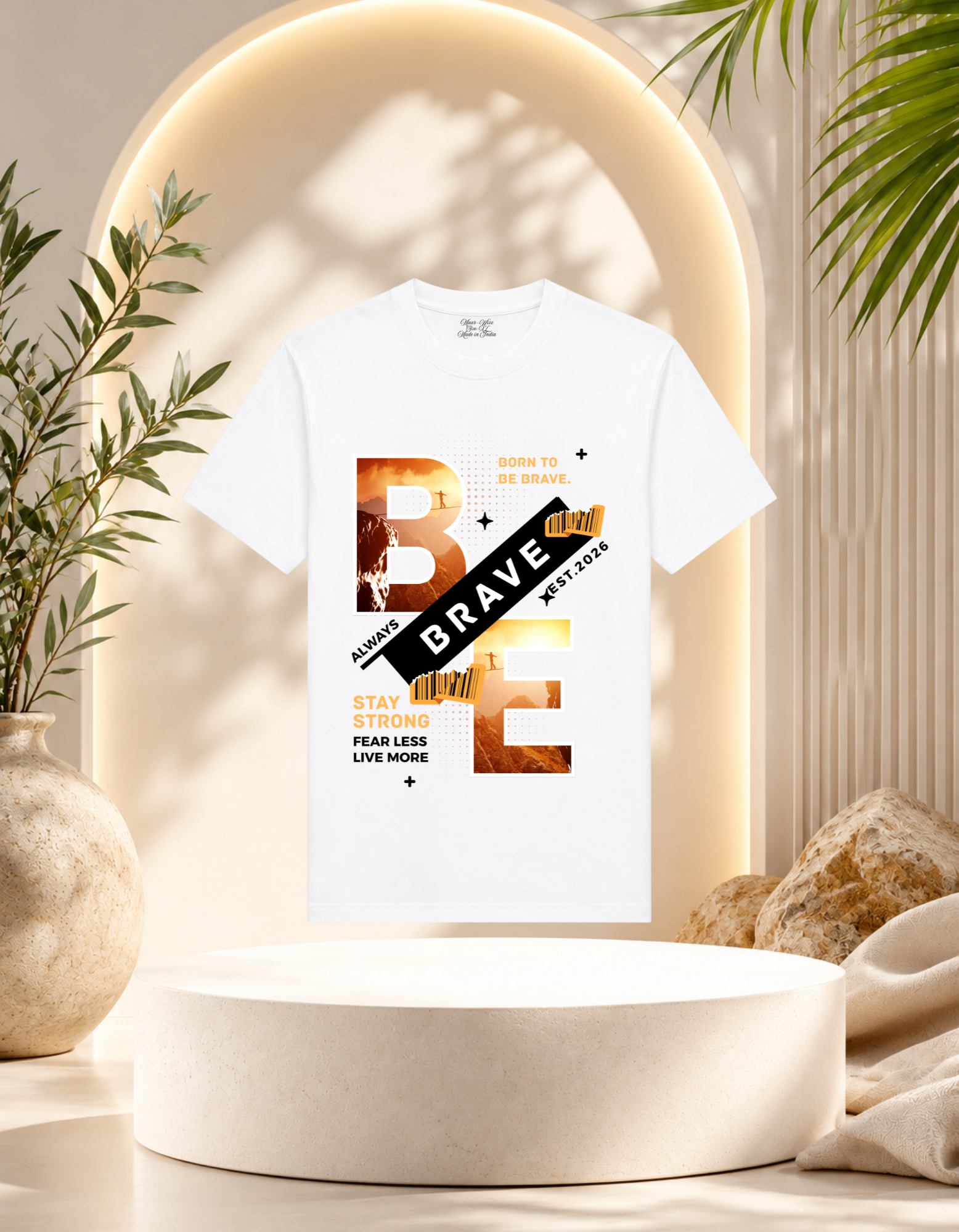 Maar-Wizz Born to Be Brave Graphic T-Shirt – White
