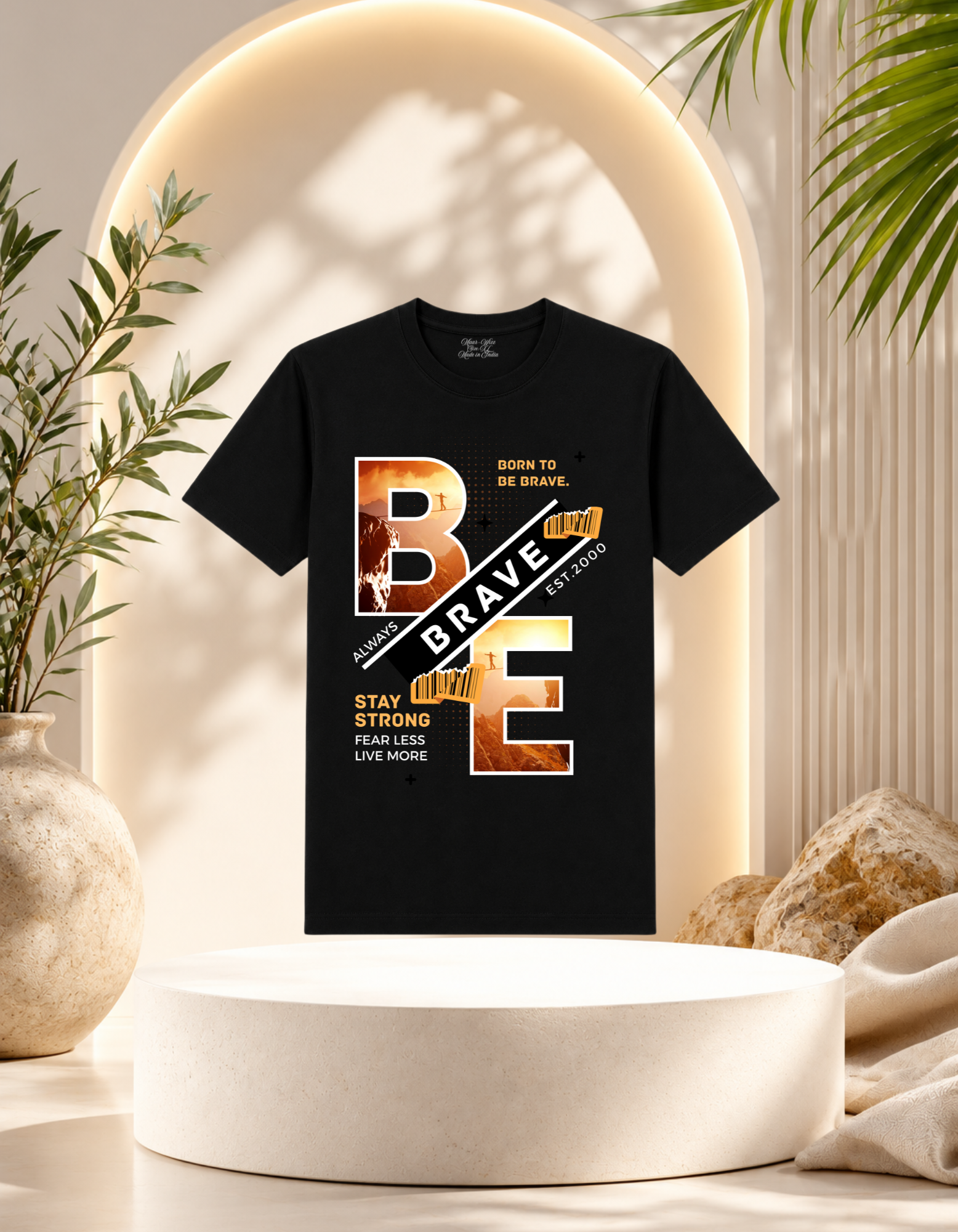 Maar-Wizz Born to Be Brave Graphic T-Shirt – White