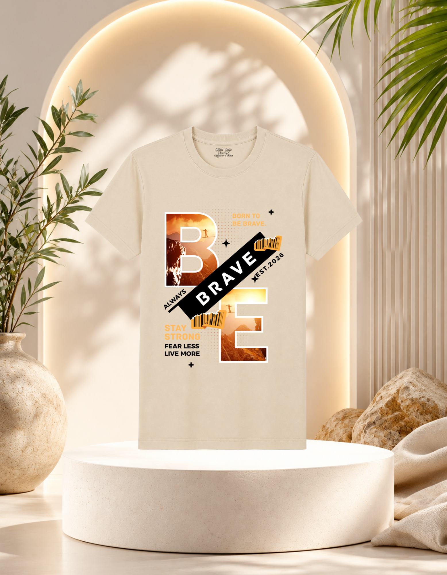 Maar-Wizz Born to Be Brave Graphic T-Shirt – White