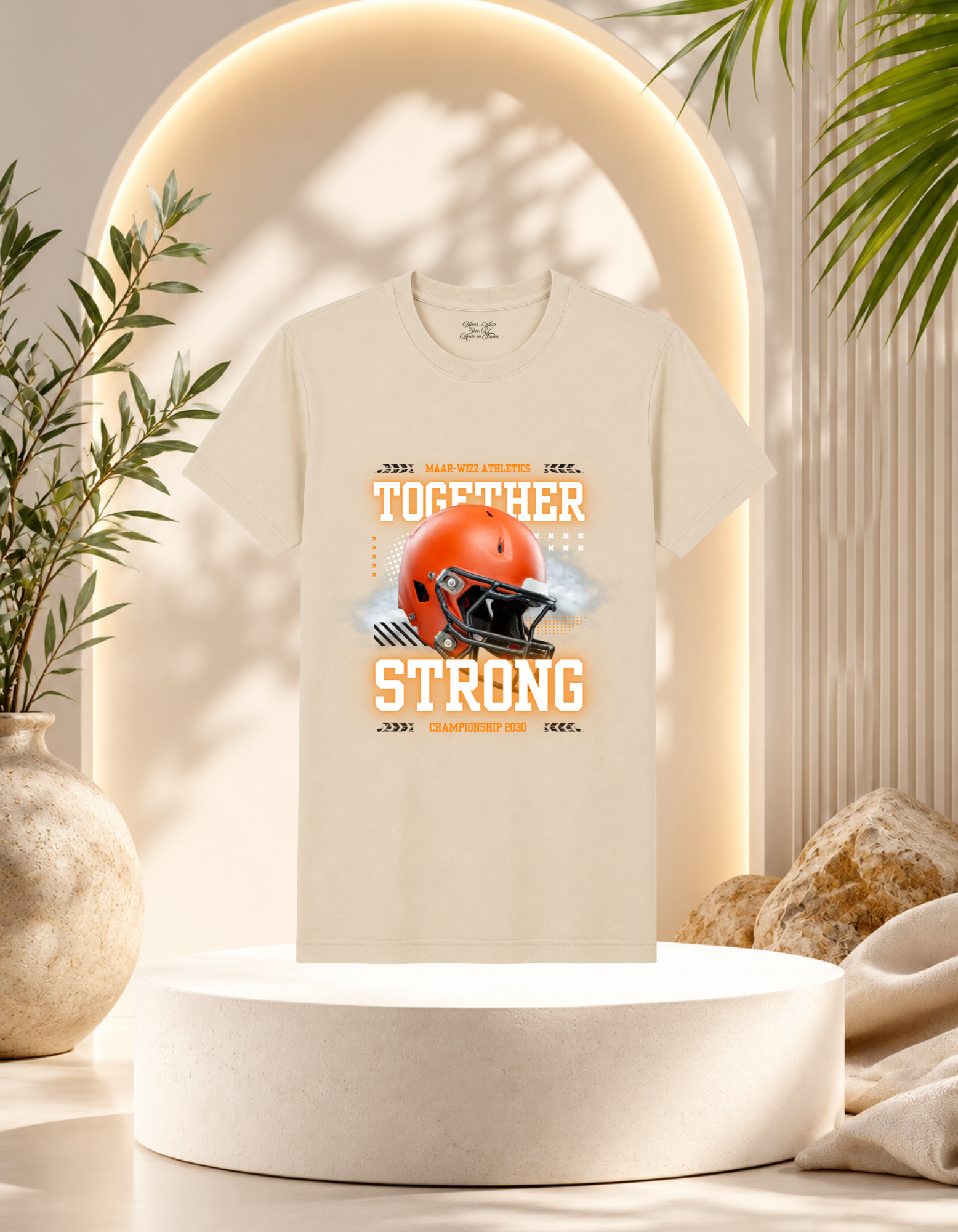 Maar-Wizz Athletics Together Strong Football Helmet T-Shirt