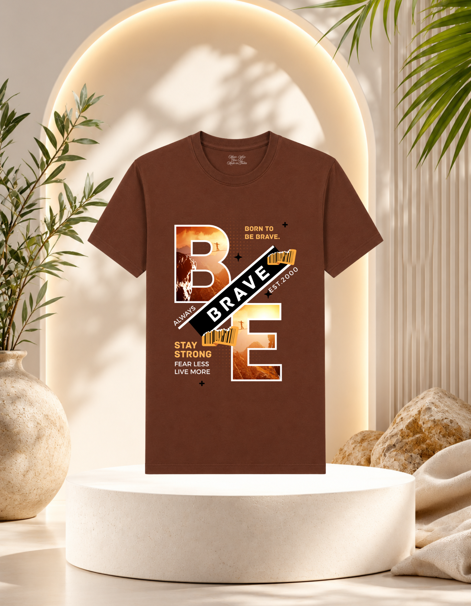Maar-Wizz Born to Be Brave Graphic T-Shirt – White