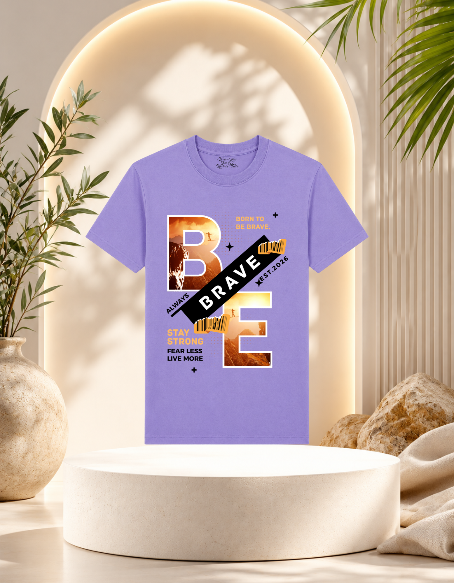 Maar-Wizz Born to Be Brave Graphic T-Shirt – White