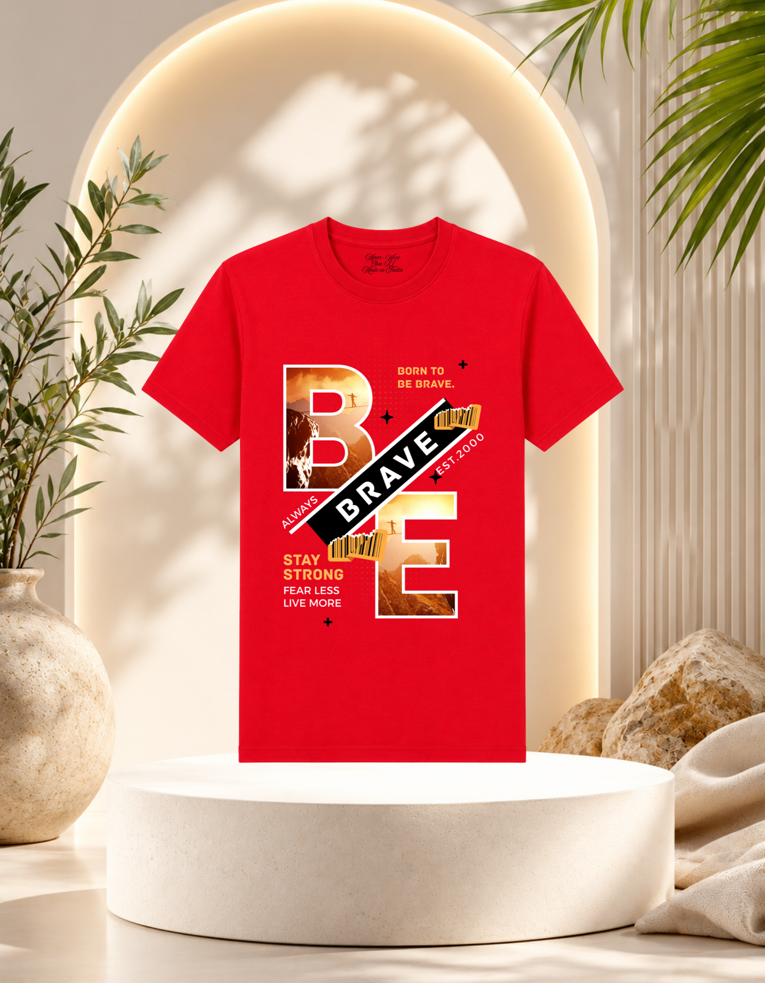 Maar-Wizz Born to Be Brave Graphic T-Shirt – White