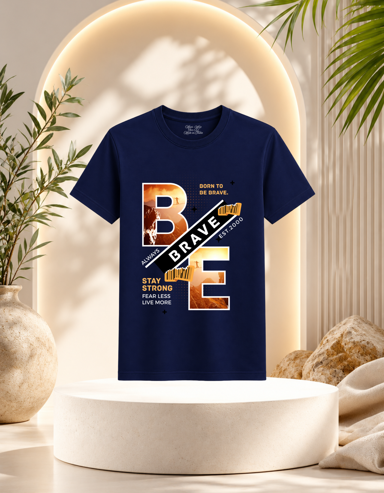 Maar-Wizz Born to Be Brave Graphic T-Shirt – White