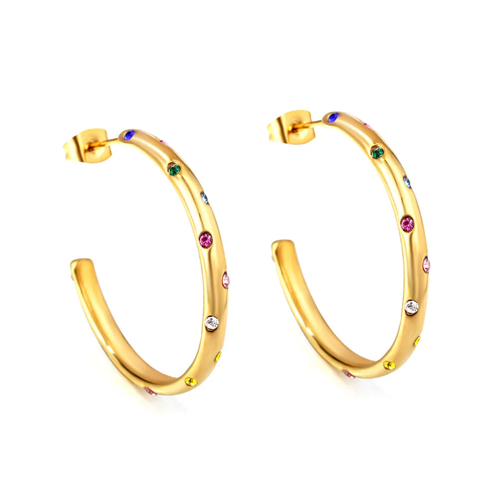 Maar-Wizz | Earrings | Open half-round ear clasp with mixed diamonds 3.5*34.5mm